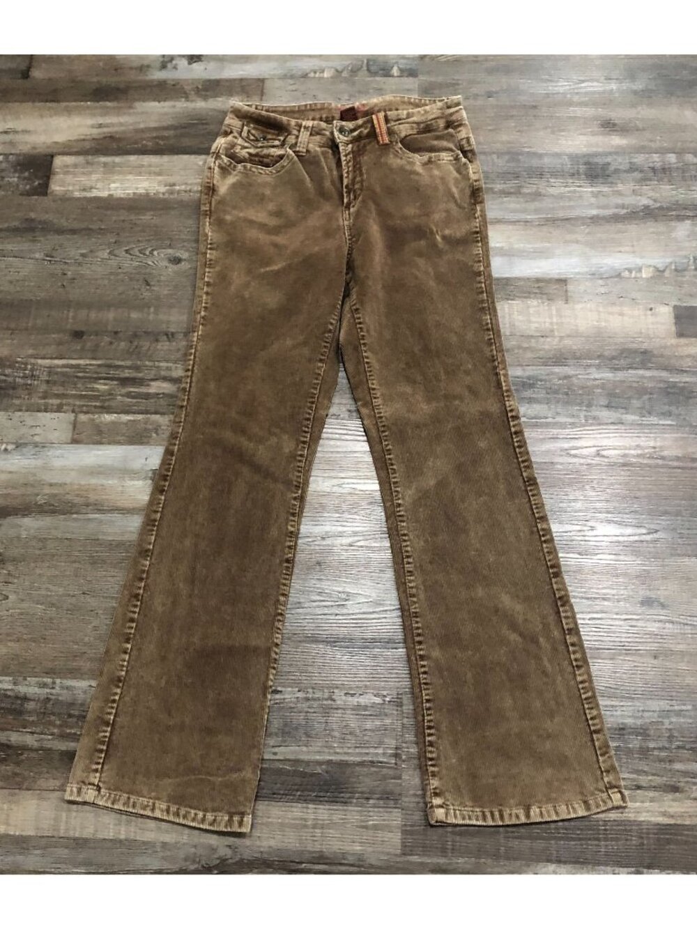 Zandi Jeans Womens Size 14 Brown Flare Leg Embroidered Corduroy Jeans